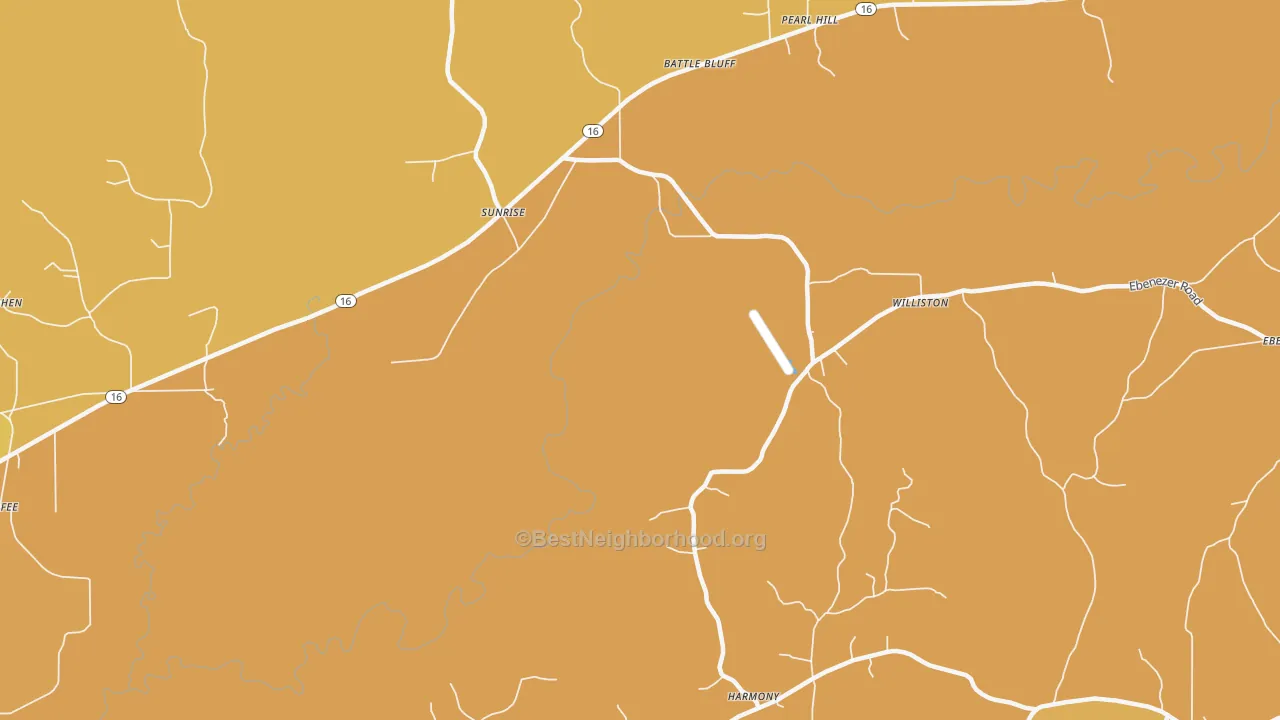 Map of the best neighborhoods in the Sunrise area, with better matches in green and worse matches in red