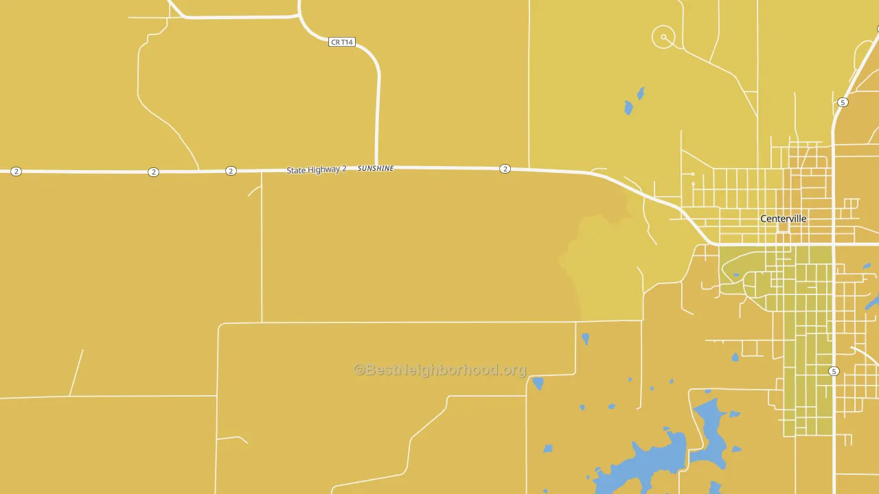 Map of the best neighborhoods in the Sunshine area, with better matches in green and worse matches in red