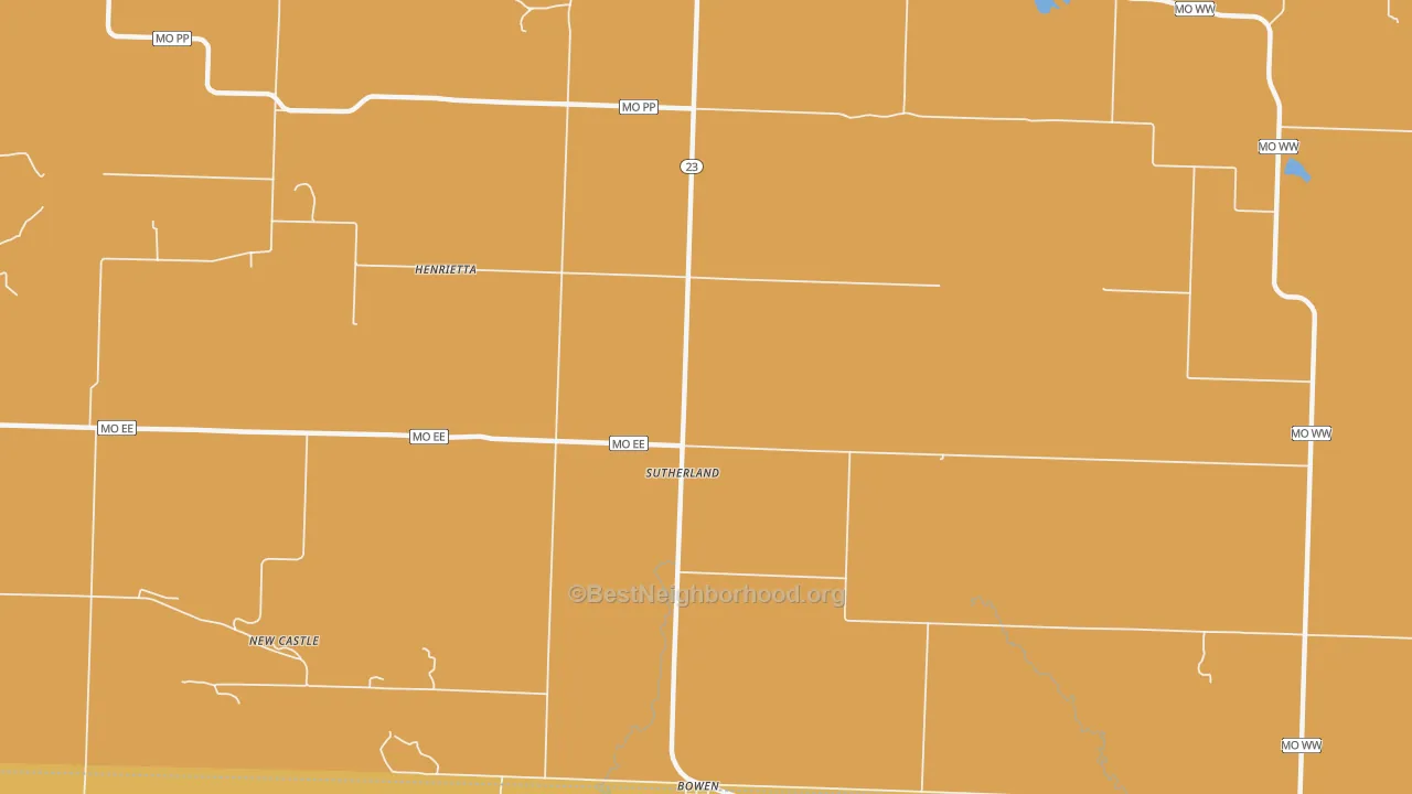 Map of the best neighborhoods in the Sutherland area, with better matches in green and worse matches in red