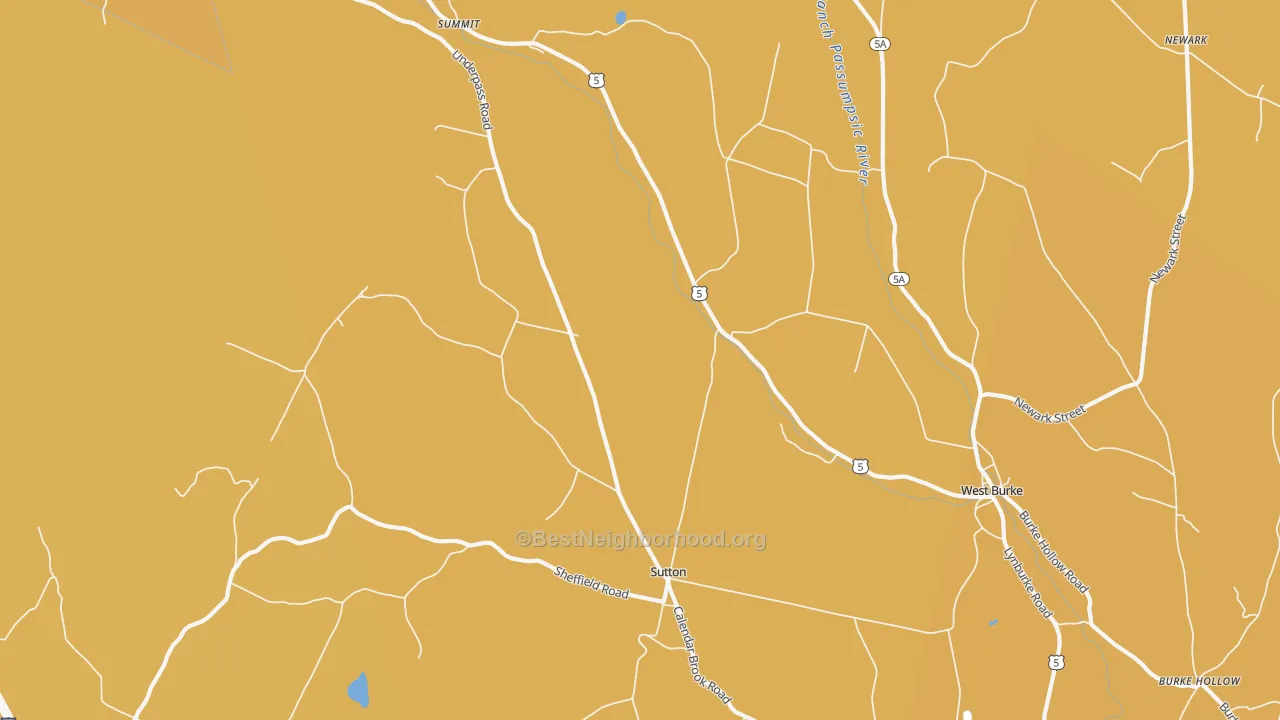 Map of the best neighborhoods in the Sutton area, with better matches in green and worse matches in red