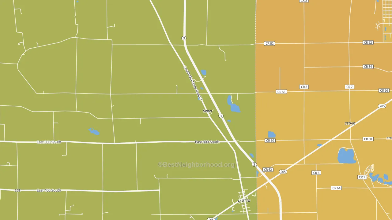 Map of the best neighborhoods in the Swan area, with better matches in green and worse matches in red