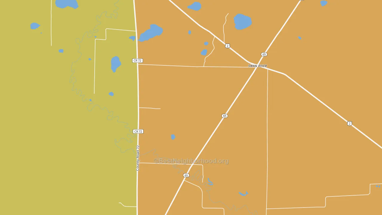 Map of the best neighborhoods in the Swan River area, with better matches in green and worse matches in red