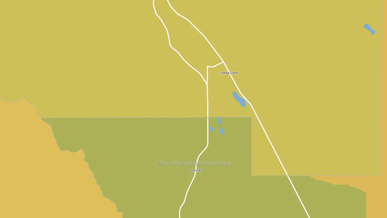 Map of the best neighborhoods in the Swanlake area, with better matches in green and worse matches in red