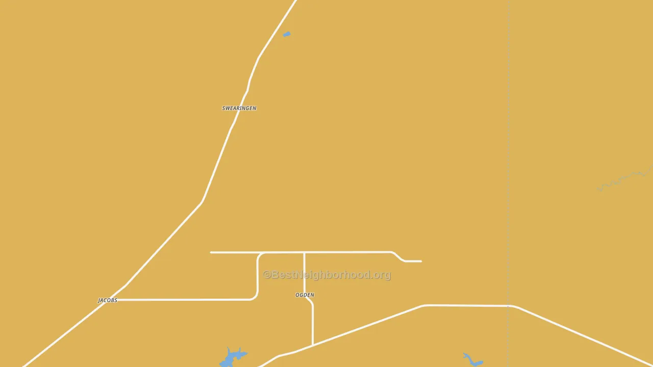 Map of the best neighborhoods in the Swearingen area, with better matches in green and worse matches in red