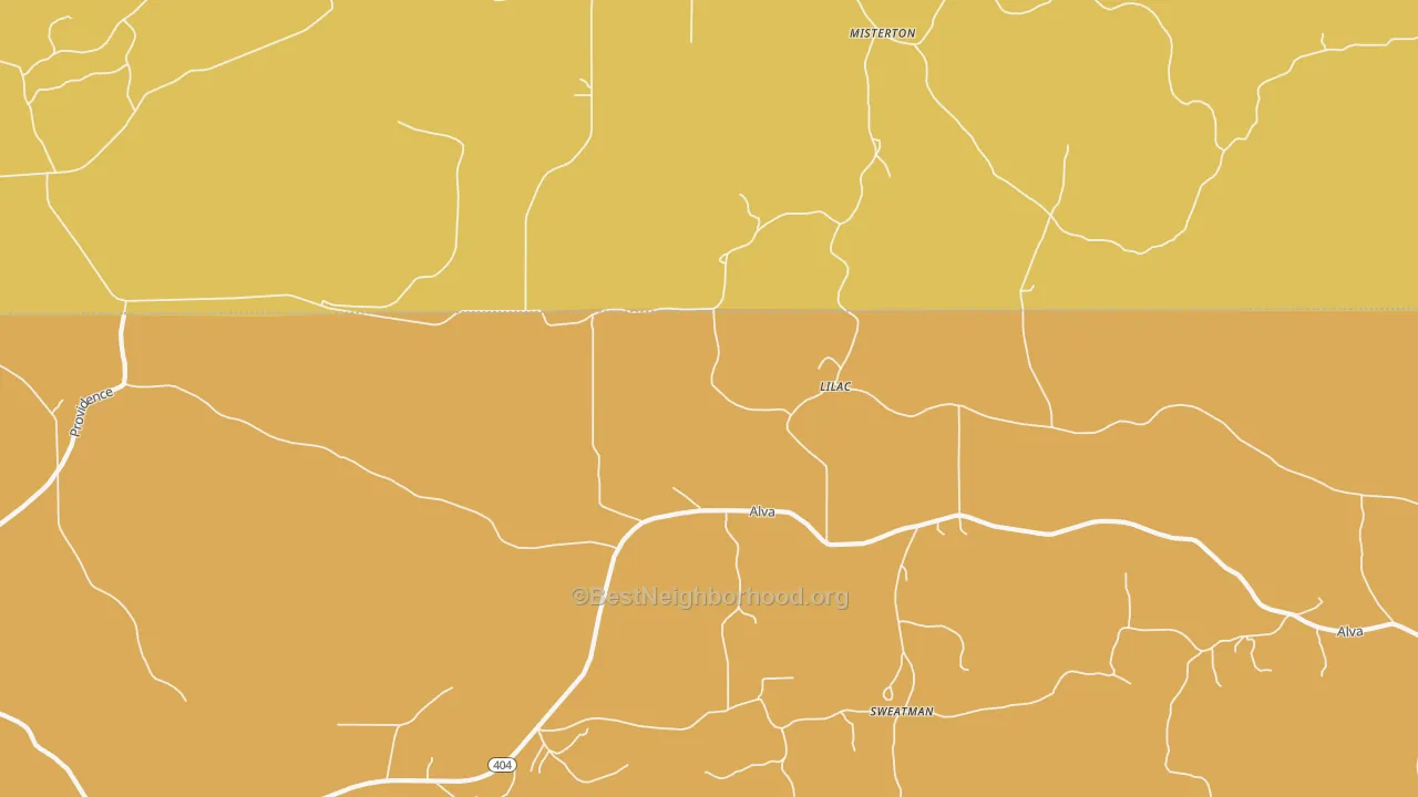 Map of the best neighborhoods in the Sweatman area, with better matches in green and worse matches in red