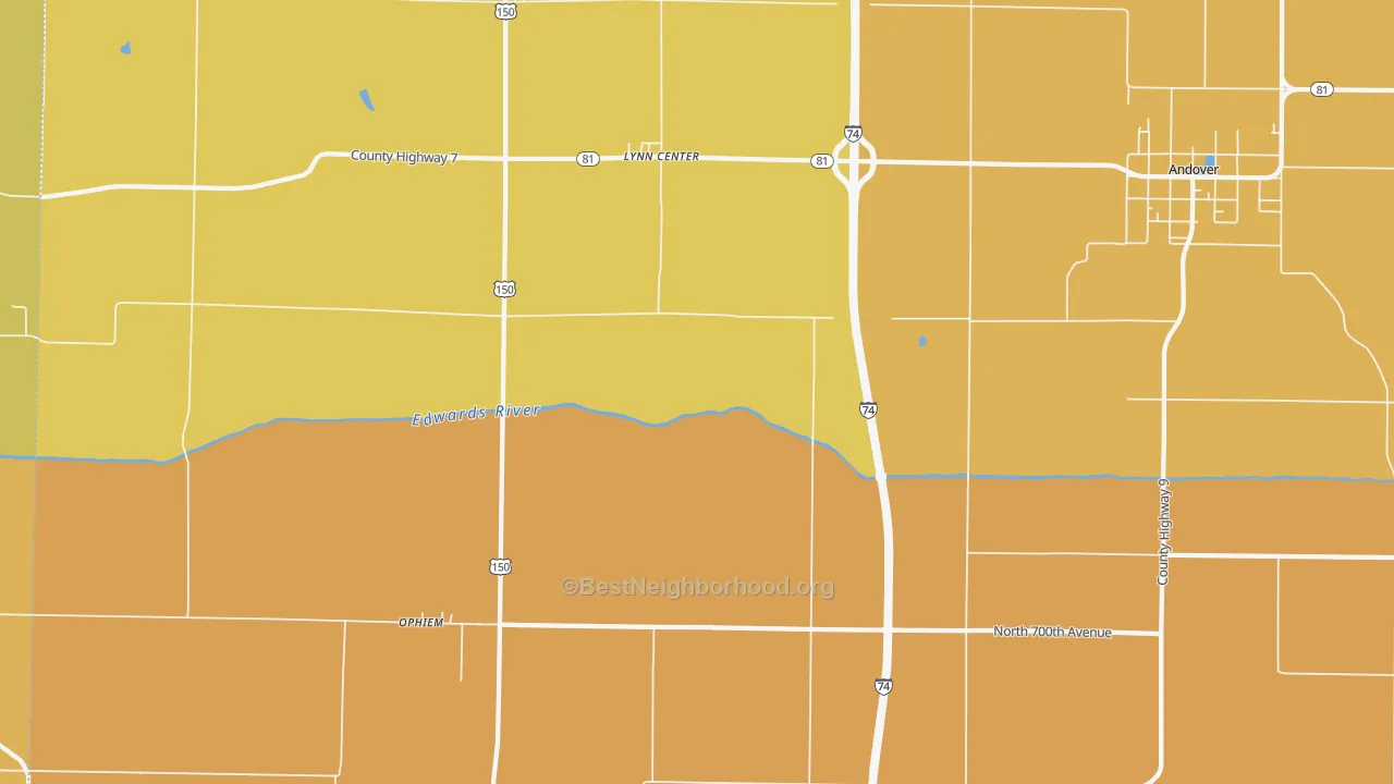 Map of the best neighborhoods in the Swedona area, with better matches in green and worse matches in red