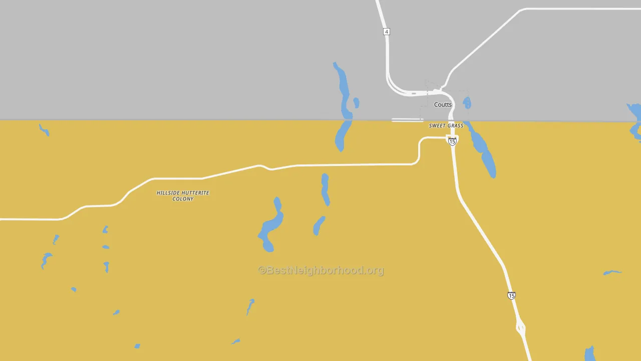 Map of the best neighborhoods in the Sweet Grass area, with better matches in green and worse matches in red