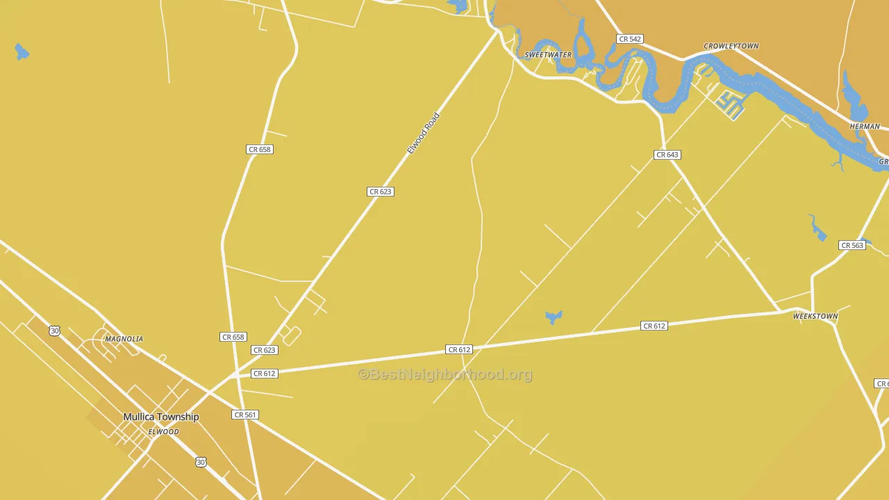 Map of the best neighborhoods in the Sweetwater area, with better matches in green and worse matches in red
