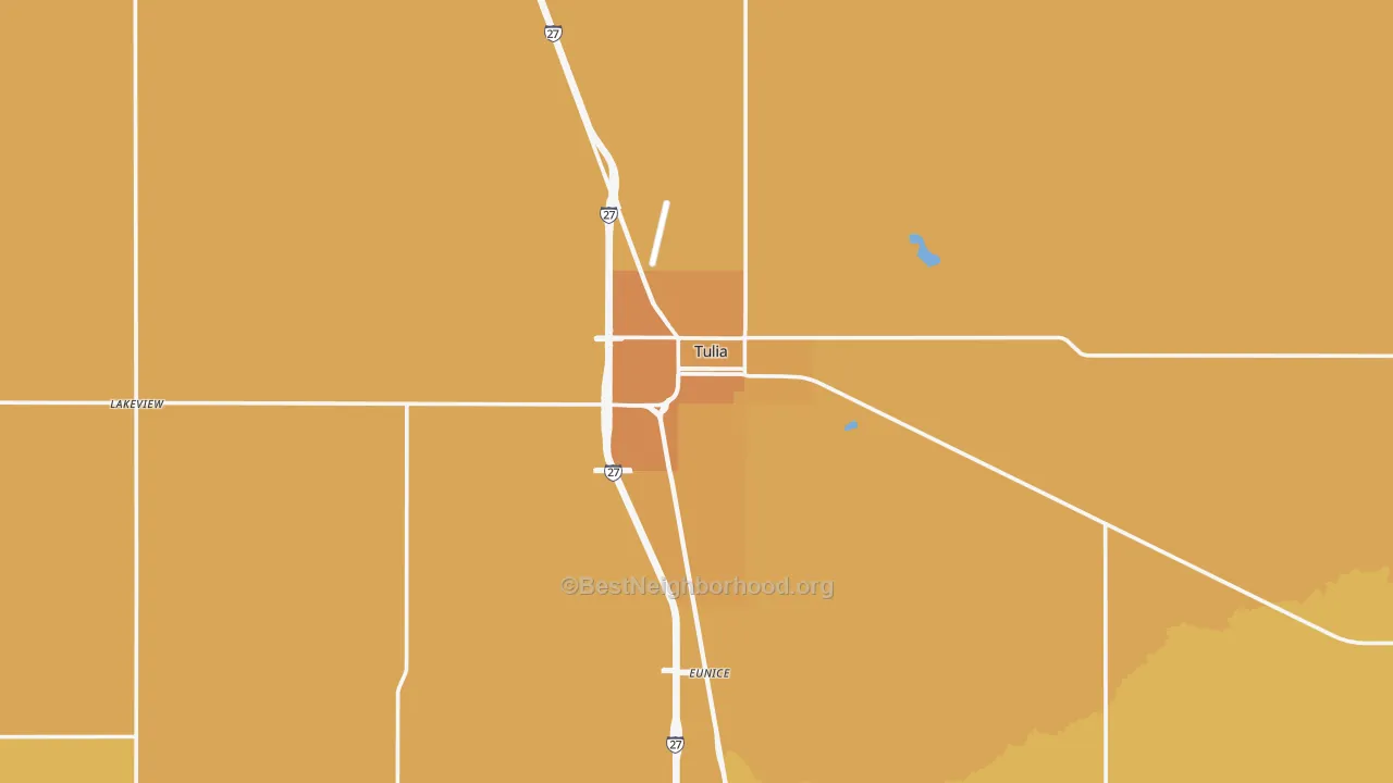 Map of the best neighborhoods in the Swisher County area, with better matches in green and worse matches in red