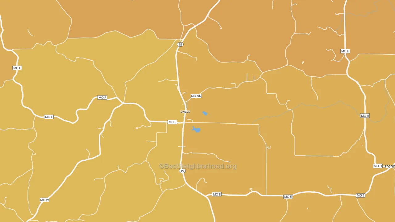 Map of the best neighborhoods in the Swiss area, with better matches in green and worse matches in red