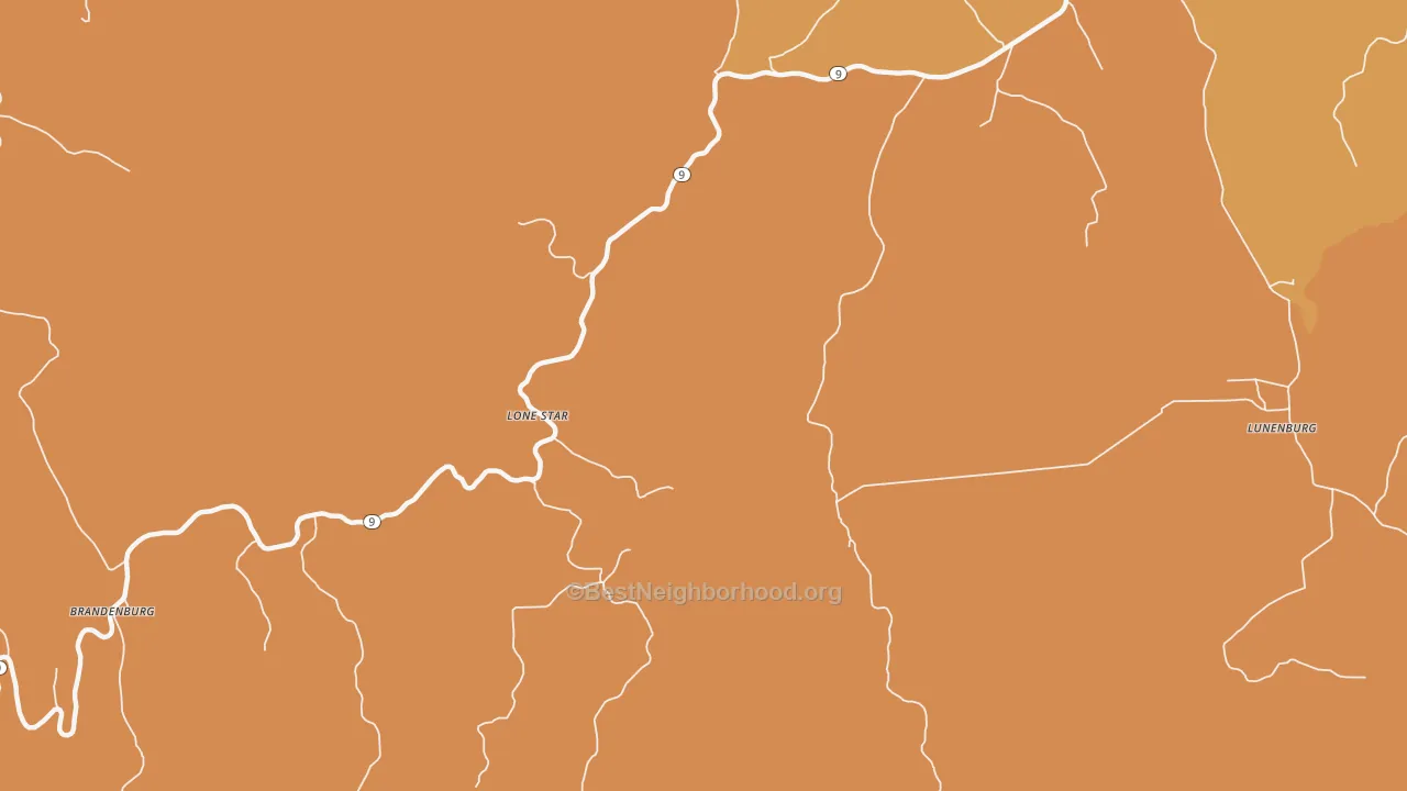Map of the best neighborhoods in the Sylamore area, with better matches in green and worse matches in red