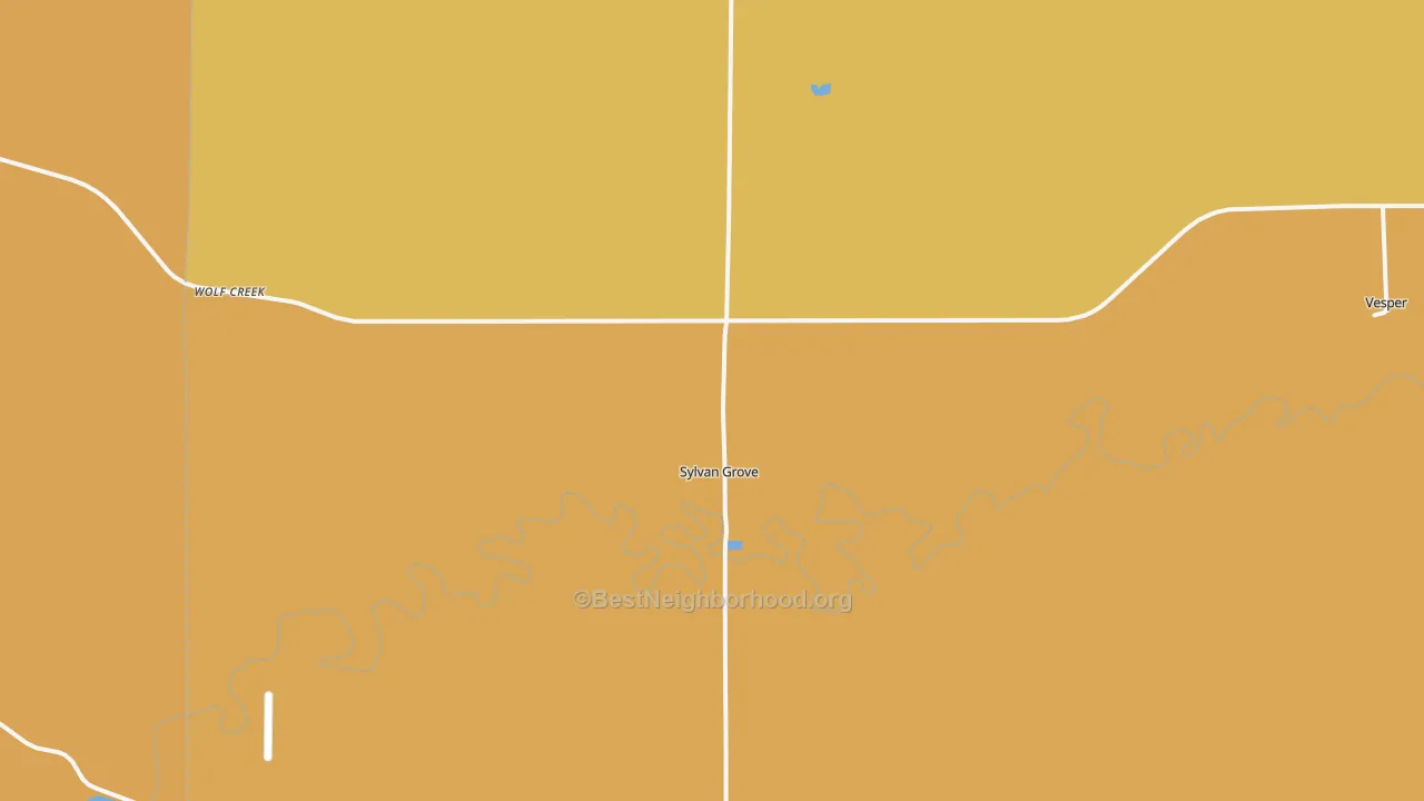 Map of the best neighborhoods in the Sylvan Grove area, with better matches in green and worse matches in red