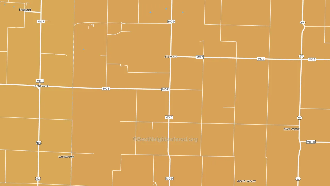 Map of the best neighborhoods in the Sylvania area, with better matches in green and worse matches in red