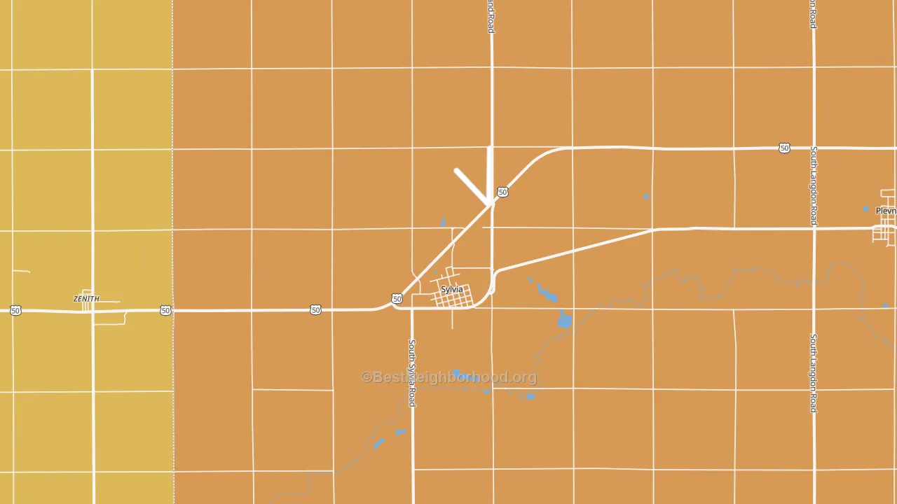 Map of the best neighborhoods in the Sylvia area, with better matches in green and worse matches in red