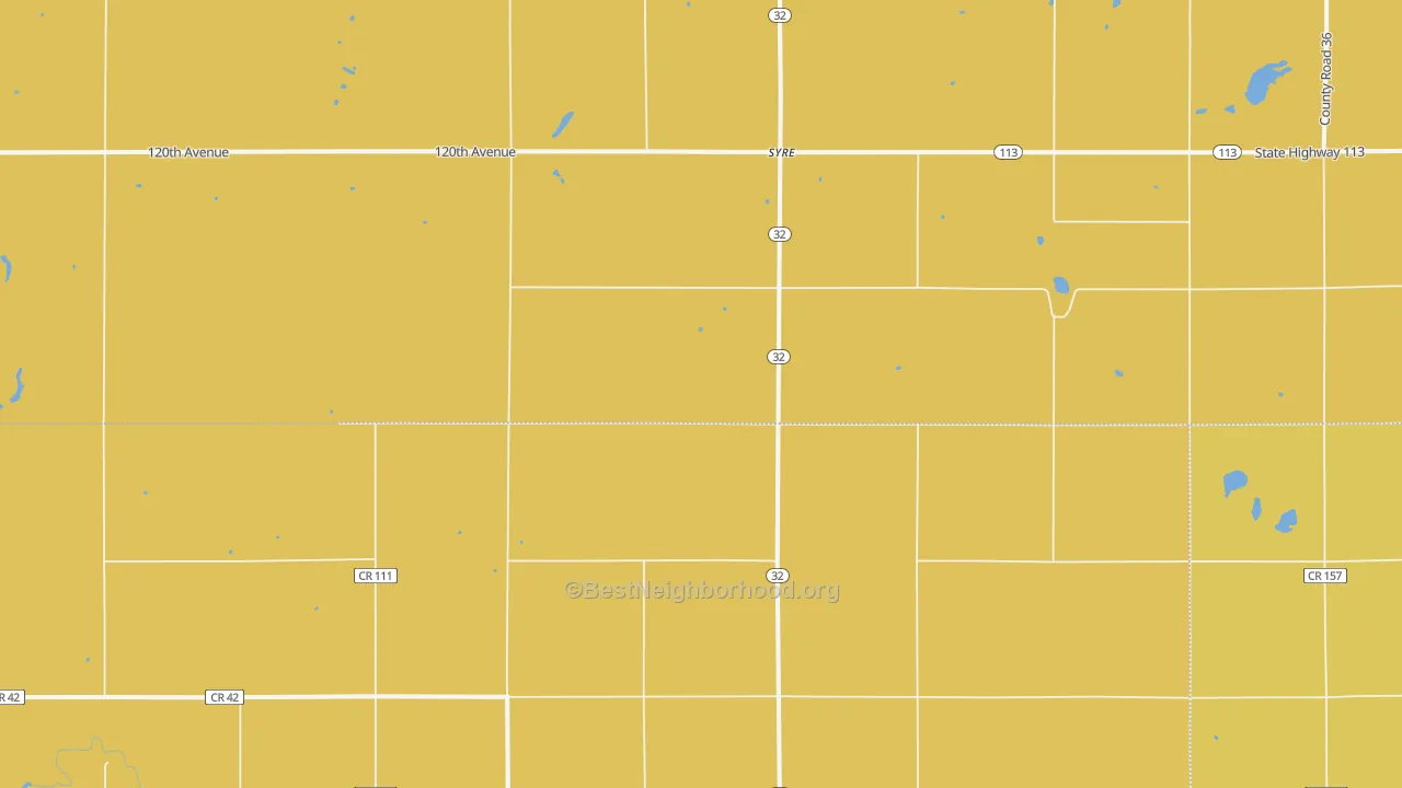 Map of the best neighborhoods in the Syre area, with better matches in green and worse matches in red