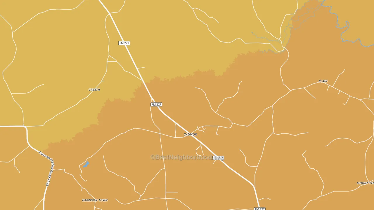 Map of the best neighborhoods in the Tadmor area, with better matches in green and worse matches in red