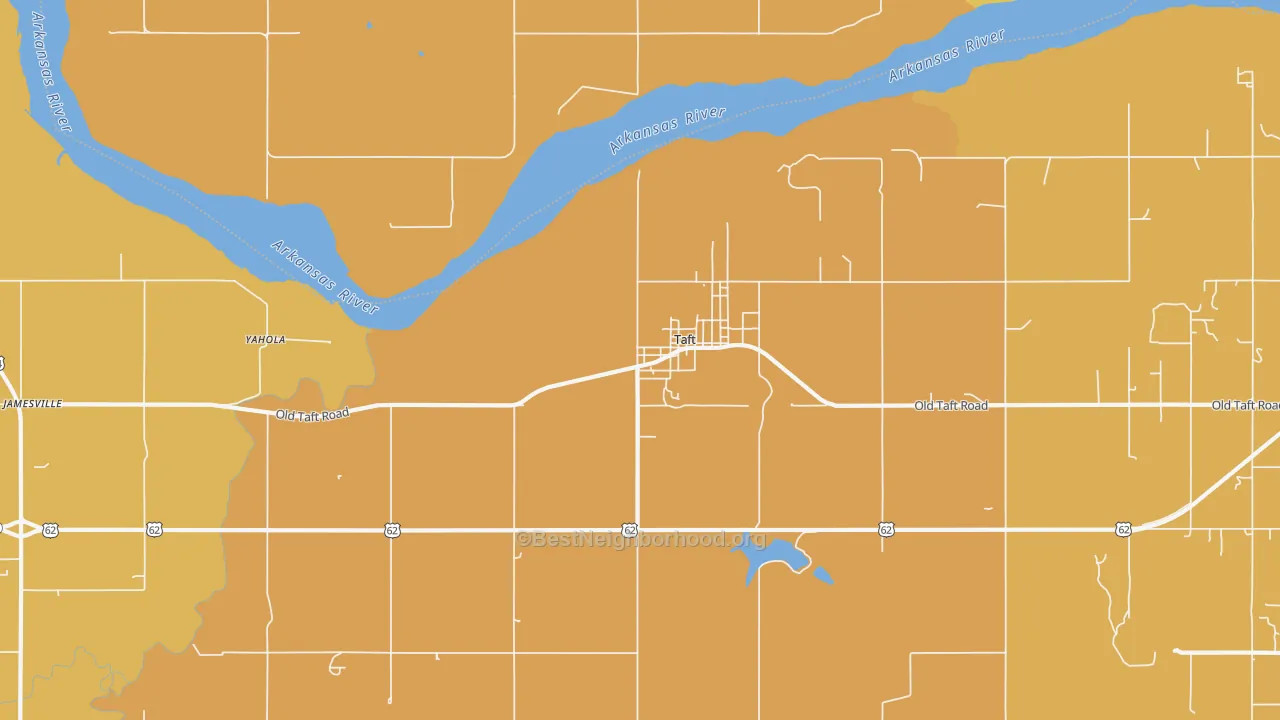 Map of the best neighborhoods in the Taft area, with better matches in green and worse matches in red