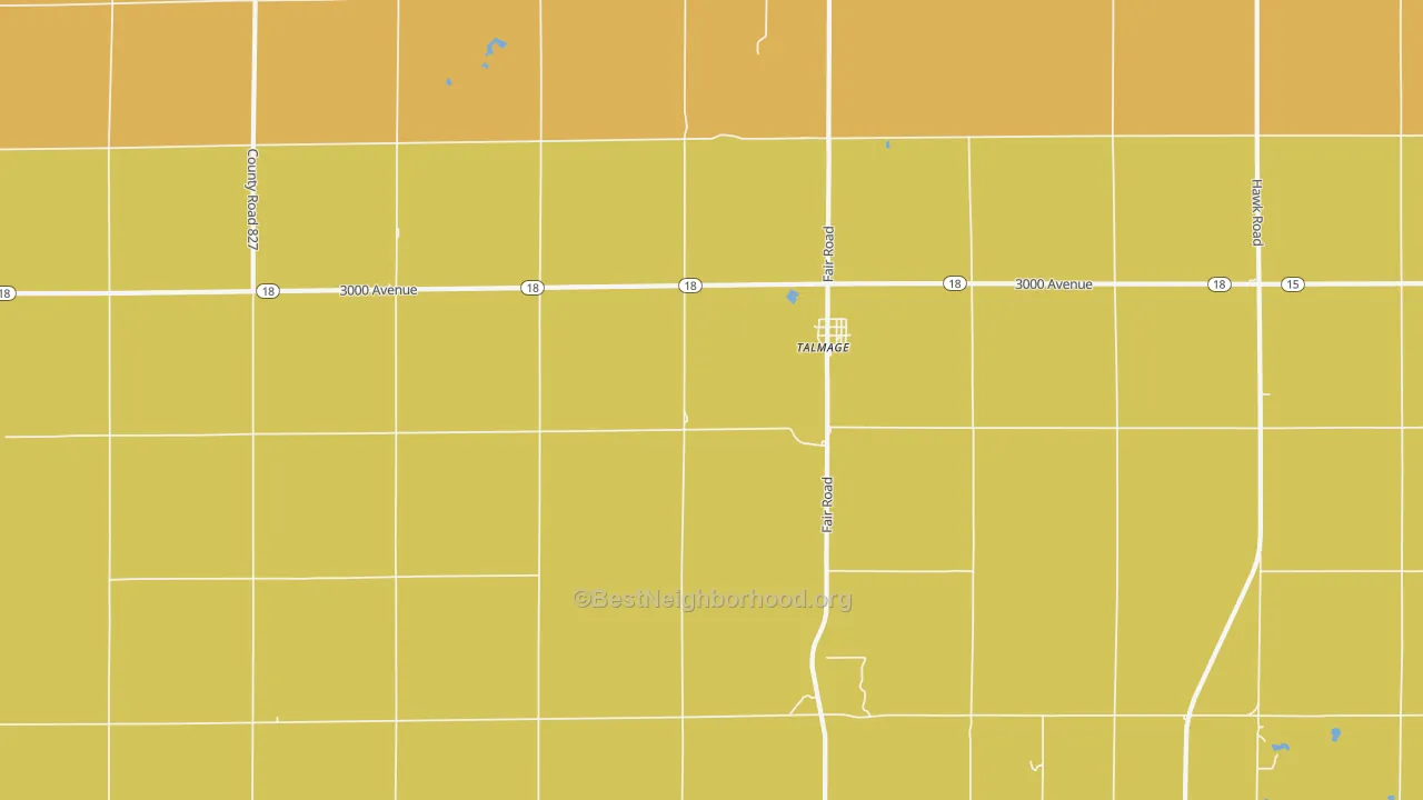 Map of the best neighborhoods in the Talmage area, with better matches in green and worse matches in red