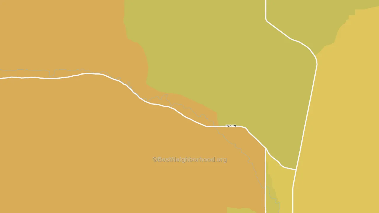 Map of the best neighborhoods in the Talmage area, with better matches in green and worse matches in red