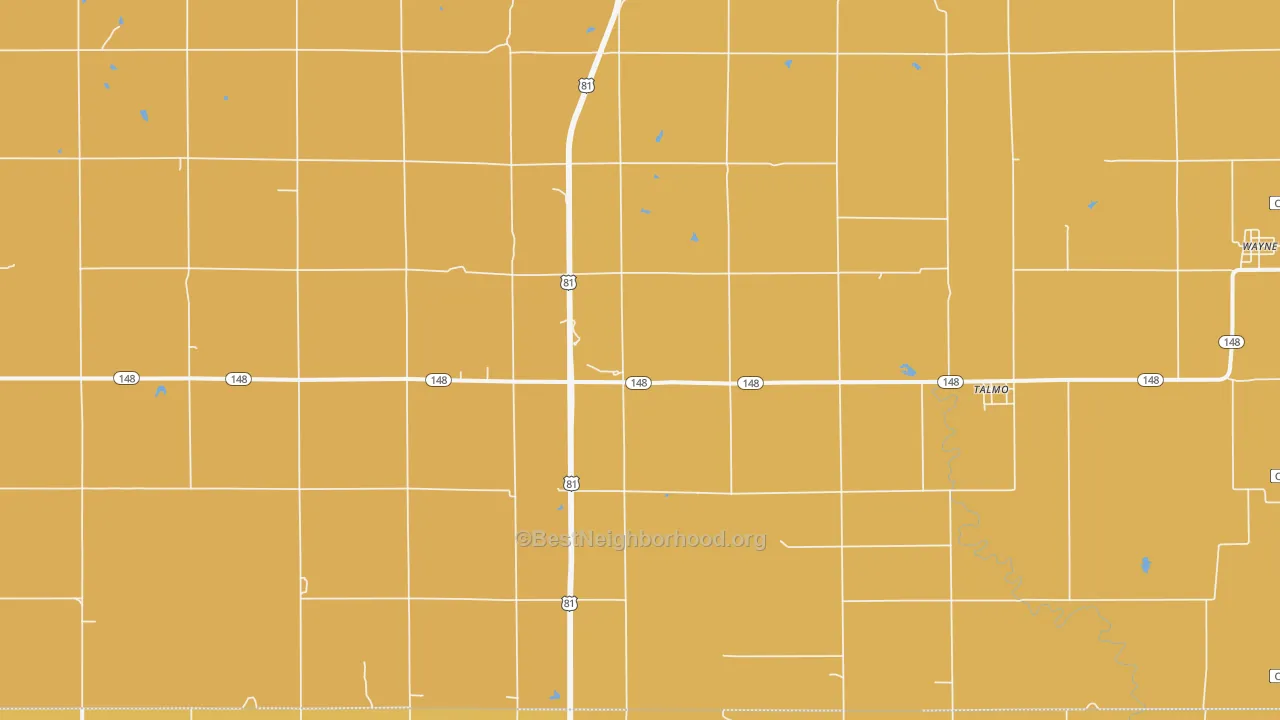 Map of the best neighborhoods in the Talmo area, with better matches in green and worse matches in red