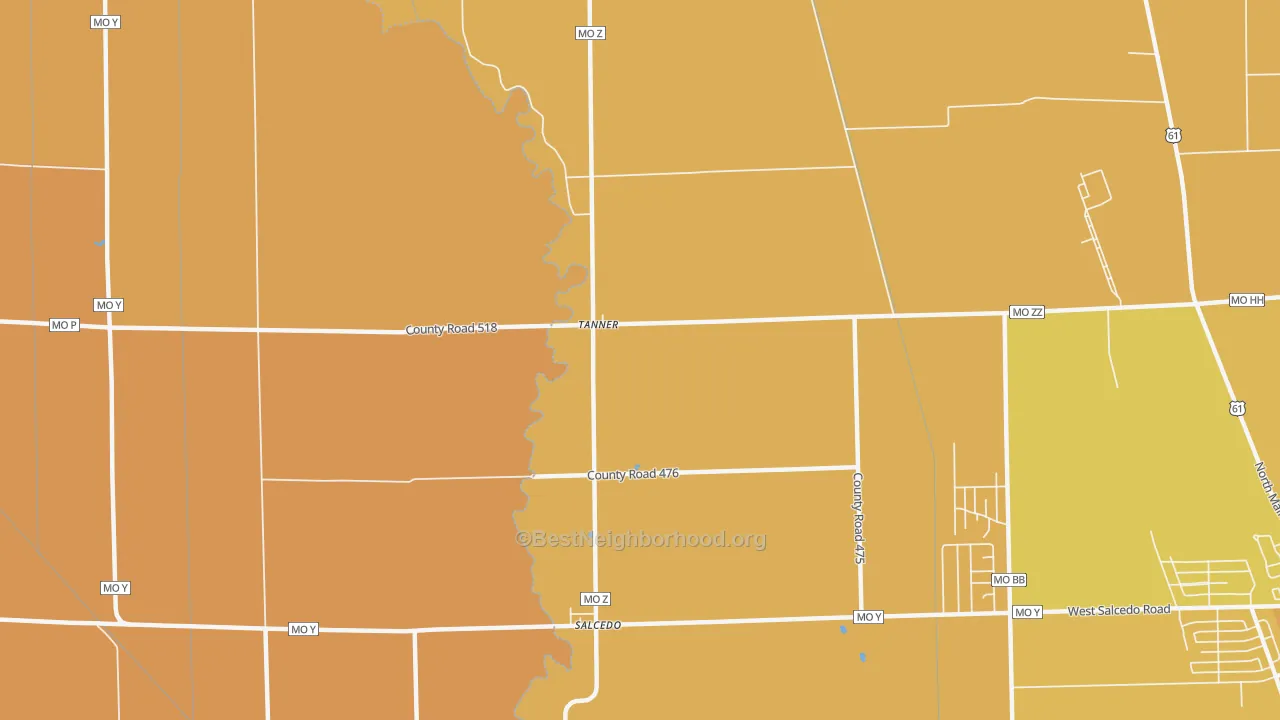 Map of the best neighborhoods in the Tanner area, with better matches in green and worse matches in red