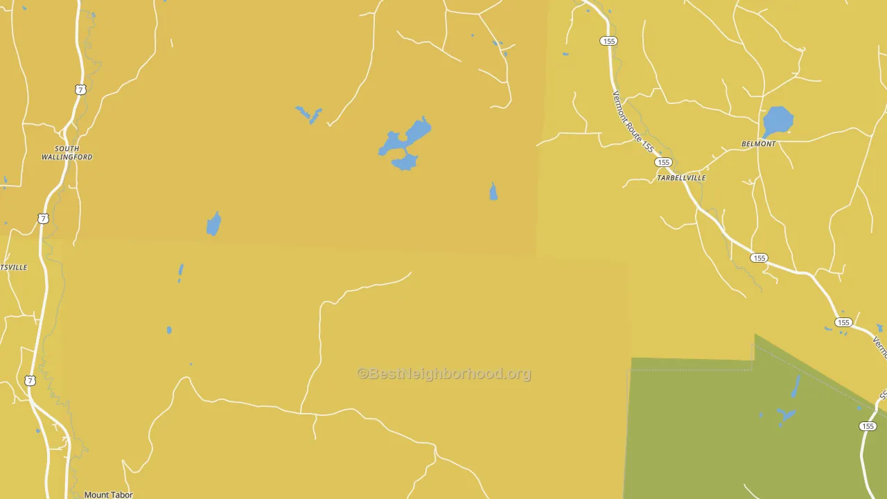 Map of the best neighborhoods in the Tarbellville area, with better matches in green and worse matches in red
