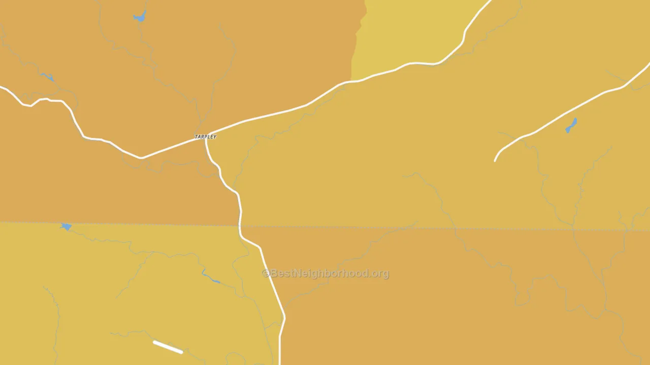 Map of the best neighborhoods in the Tarpley area, with better matches in green and worse matches in red