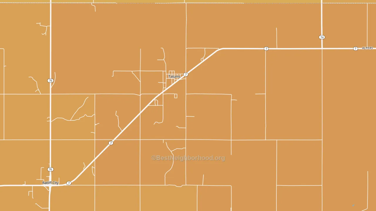 Map of the best neighborhoods in the Tatums area, with better matches in green and worse matches in red