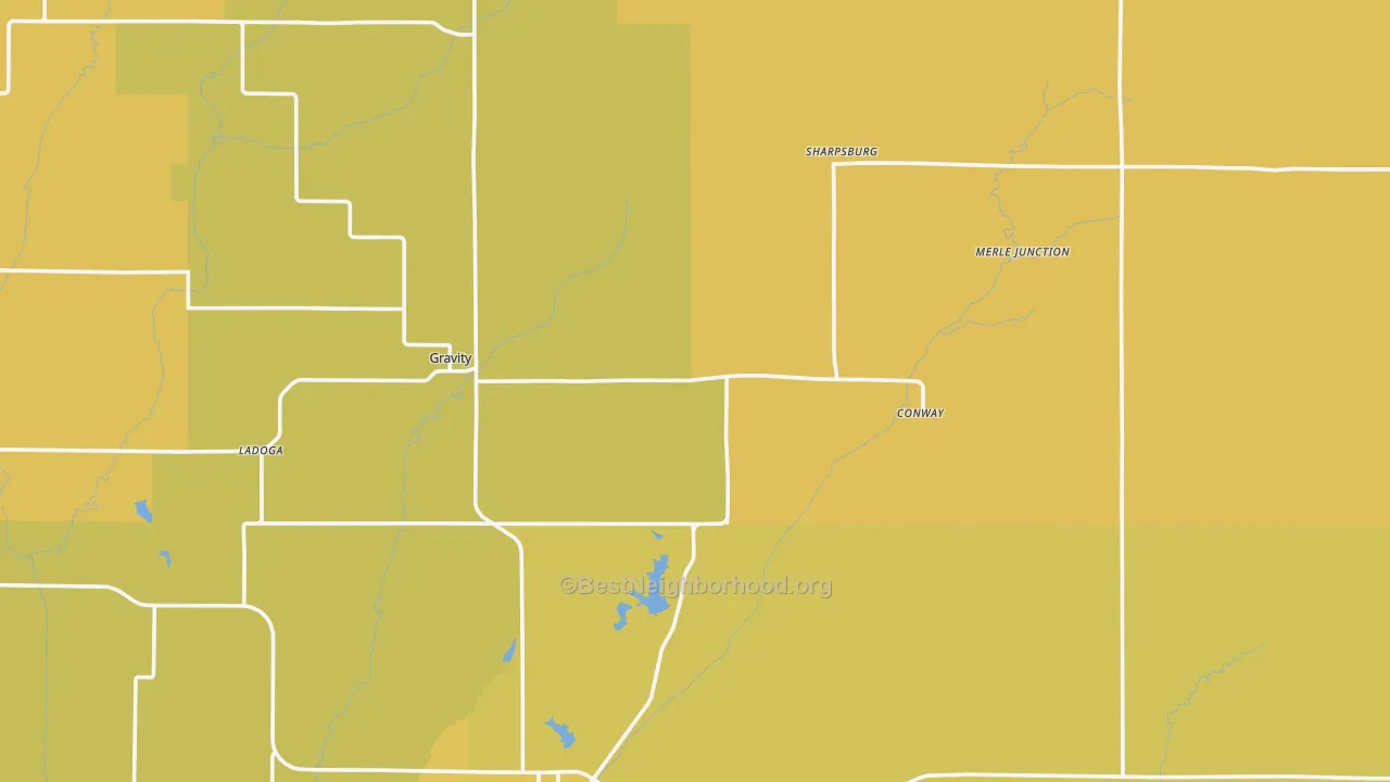 Map of the best neighborhoods in the Taylor County area, with better matches in green and worse matches in red