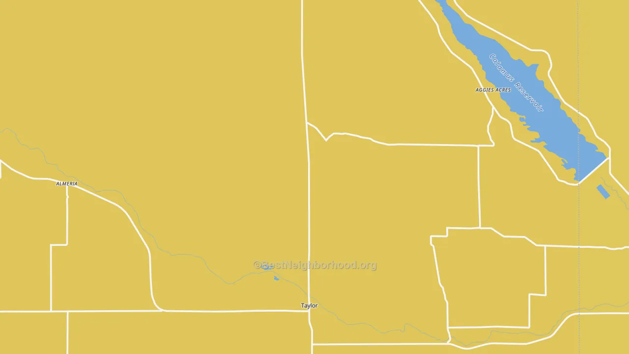 Map of the best neighborhoods in the Taylor area, with better matches in green and worse matches in red