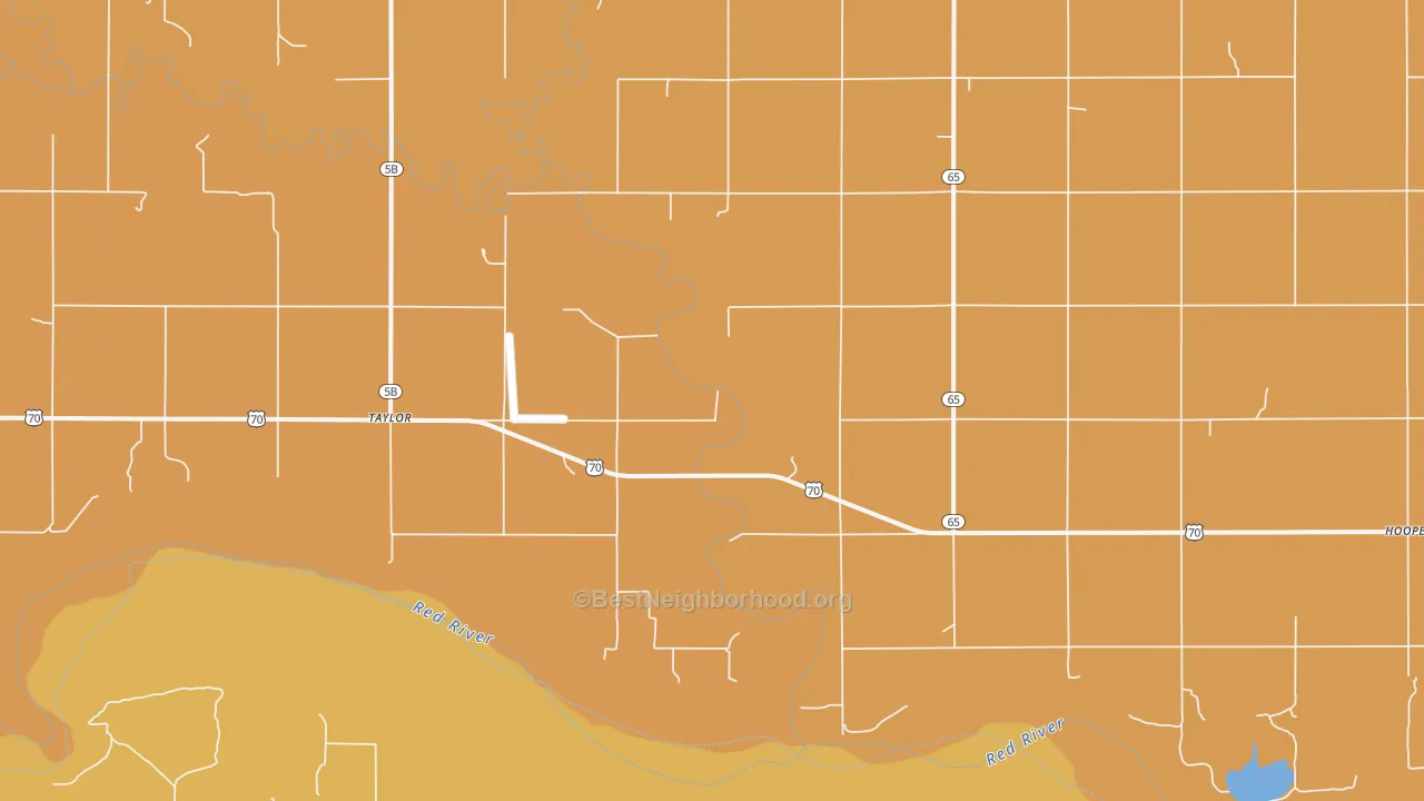 Map of the best neighborhoods in the Taylor area, with better matches in green and worse matches in red