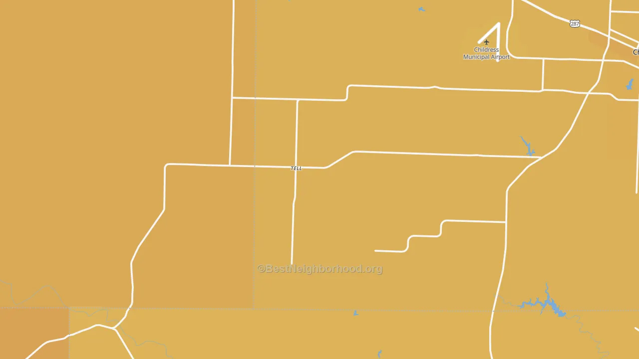 Map of the best neighborhoods in the Tell area, with better matches in green and worse matches in red