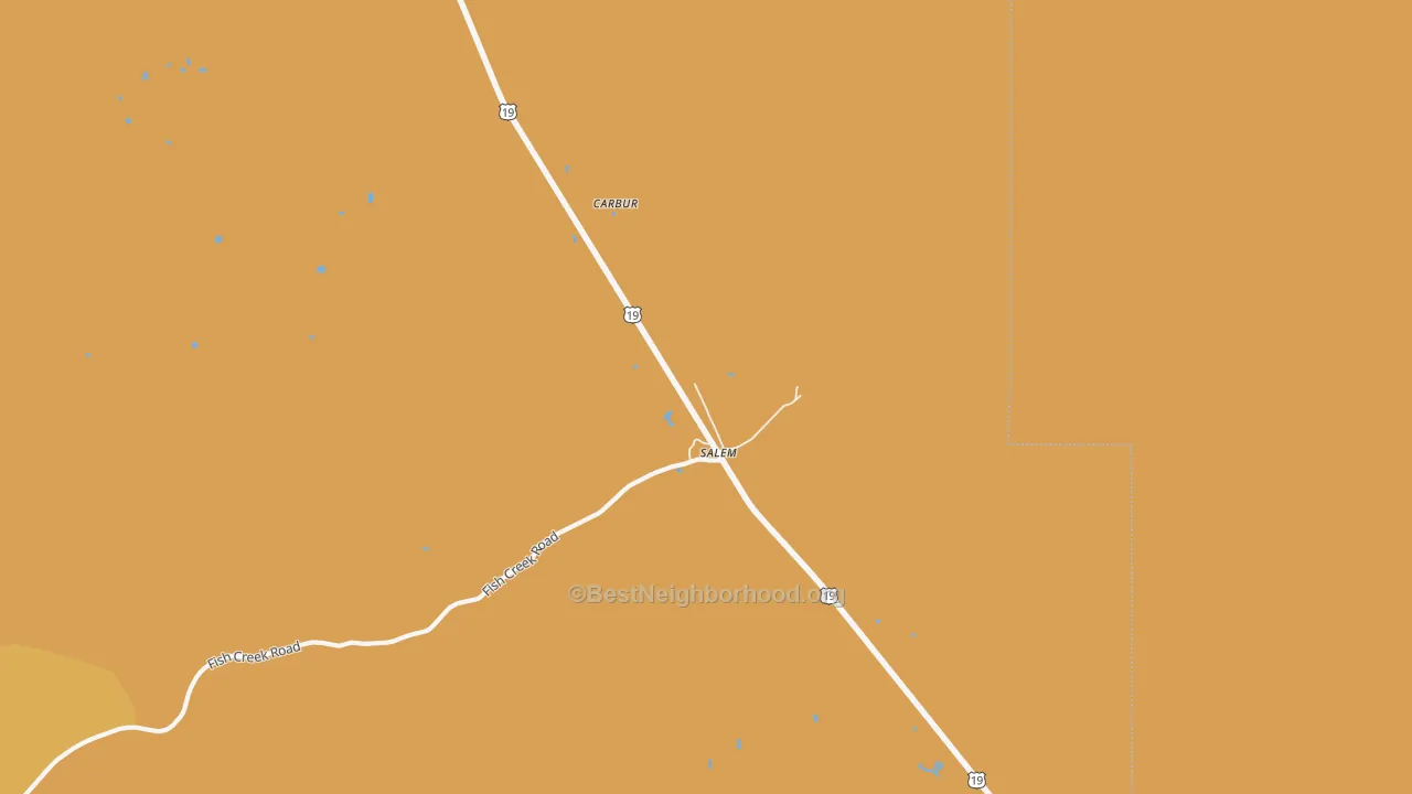 Map of the best neighborhoods in the Tennille area, with better matches in green and worse matches in red