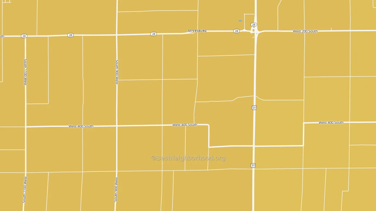 Map of the best neighborhoods in the Tetersburg area, with better matches in green and worse matches in red