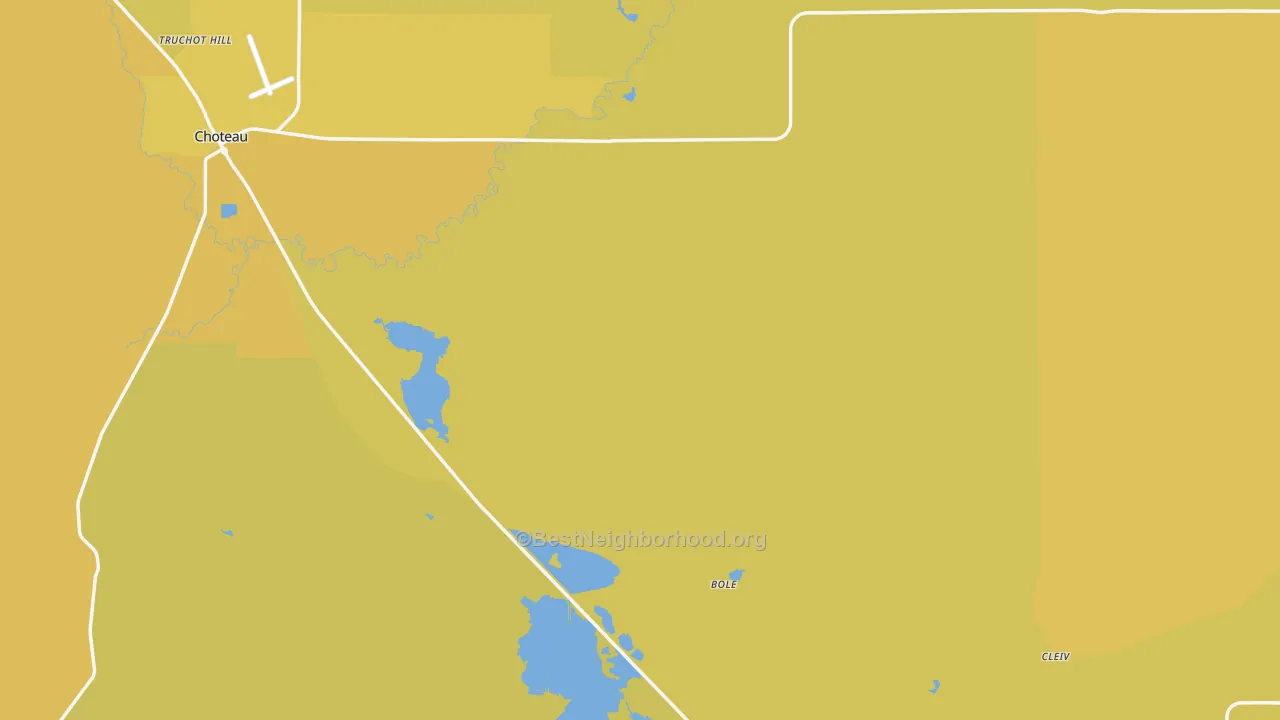Map of the best neighborhoods in the Teton County area, with better matches in green and worse matches in red