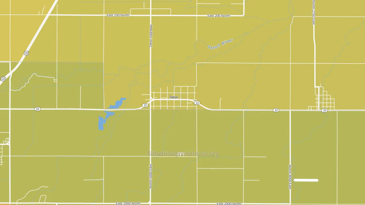 Map of the best neighborhoods in the Teton area, with better matches in green and worse matches in red
