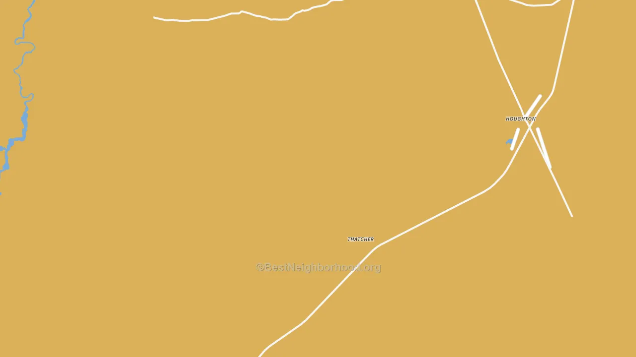 Map of the best neighborhoods in the Thatcher area, with better matches in green and worse matches in red
