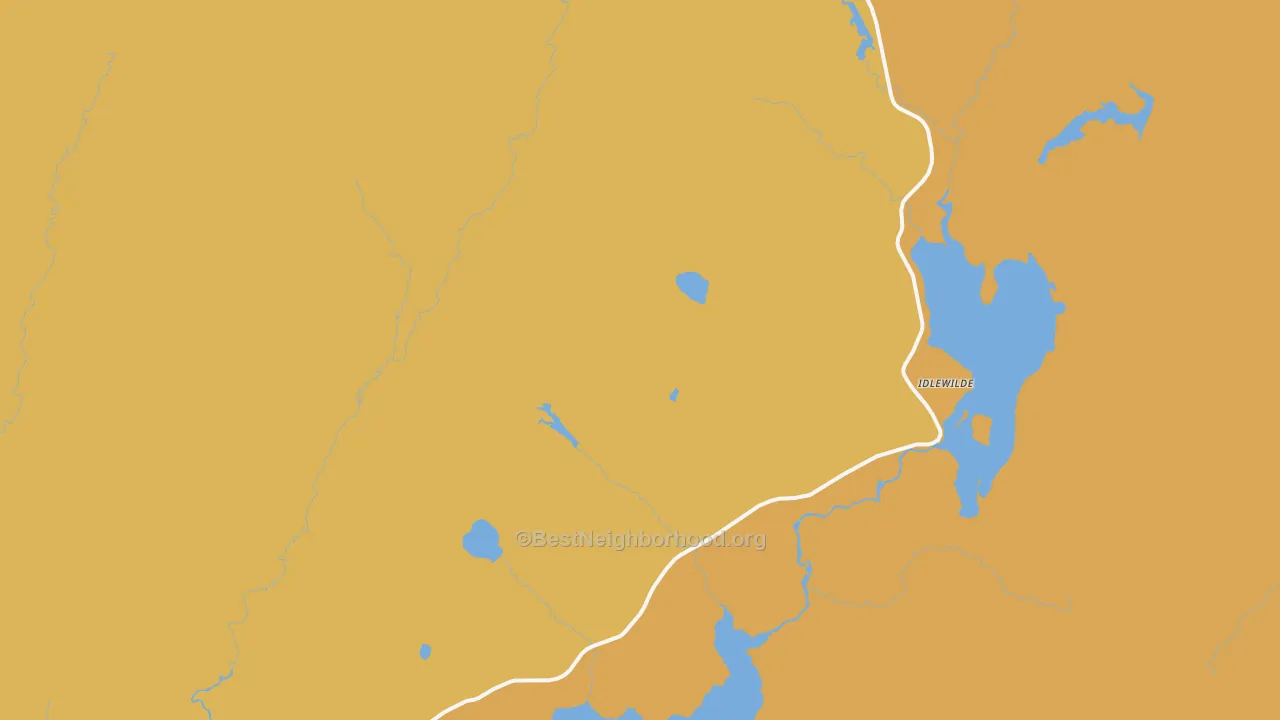 Map of the best neighborhoods in the The Glen area, with better matches in green and worse matches in red