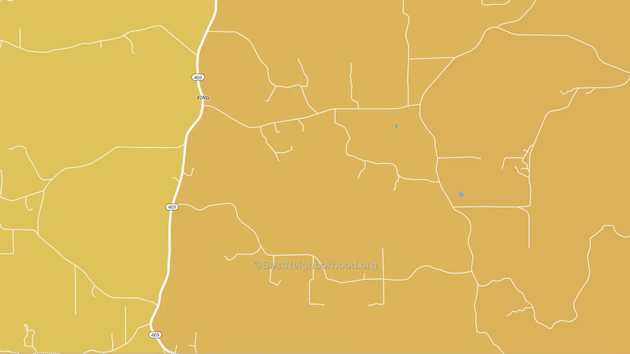 Map of the best neighborhoods in the Thomasville area, with better matches in green and worse matches in red