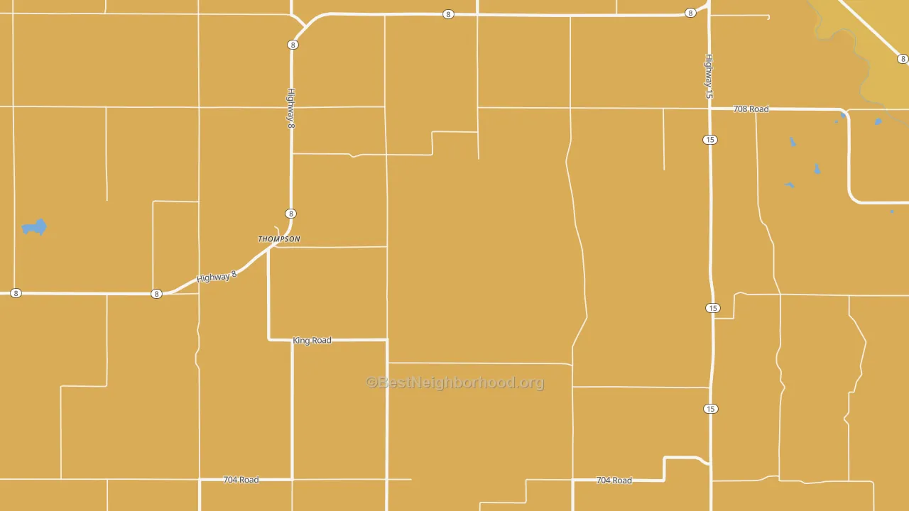 Map of the best neighborhoods in the Thompson area, with better matches in green and worse matches in red