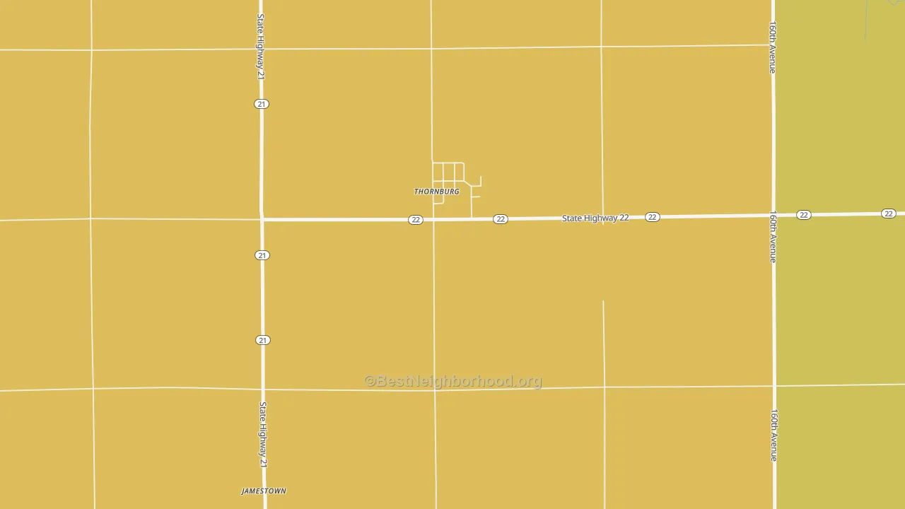 Map of the best neighborhoods in the Thornburg area, with better matches in green and worse matches in red