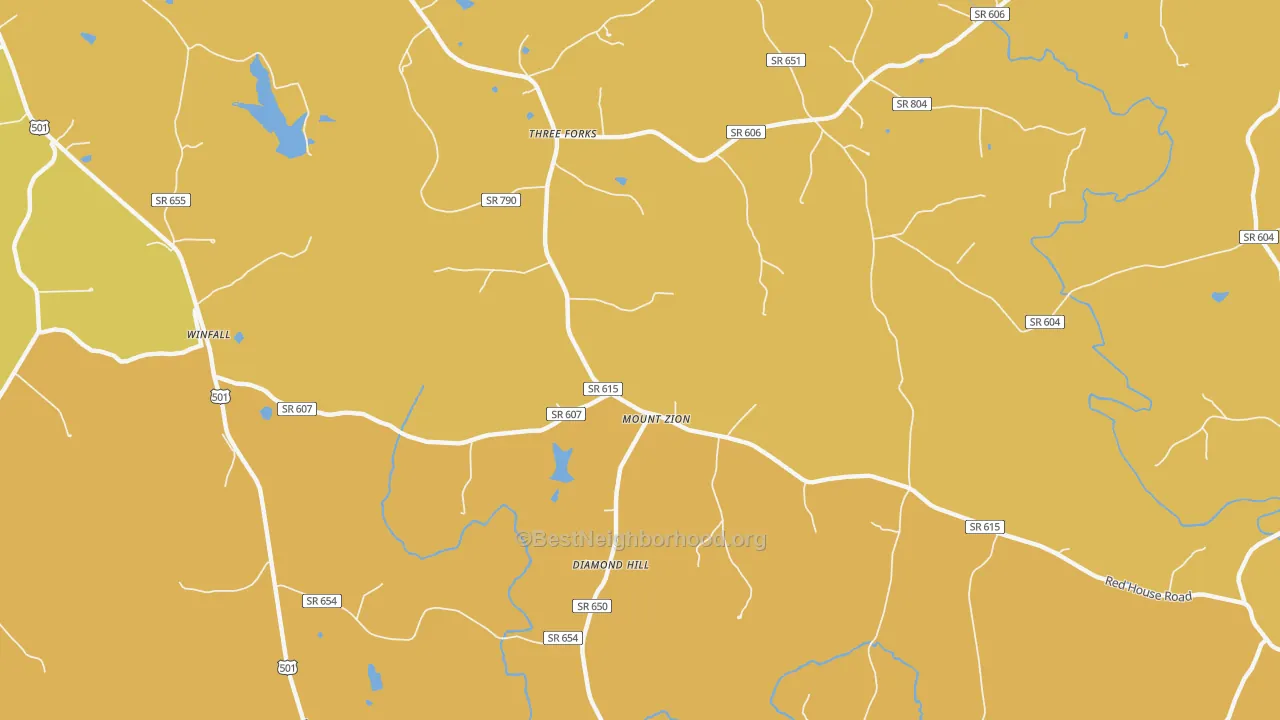 Map of the best neighborhoods in the Three Forks area, with better matches in green and worse matches in red