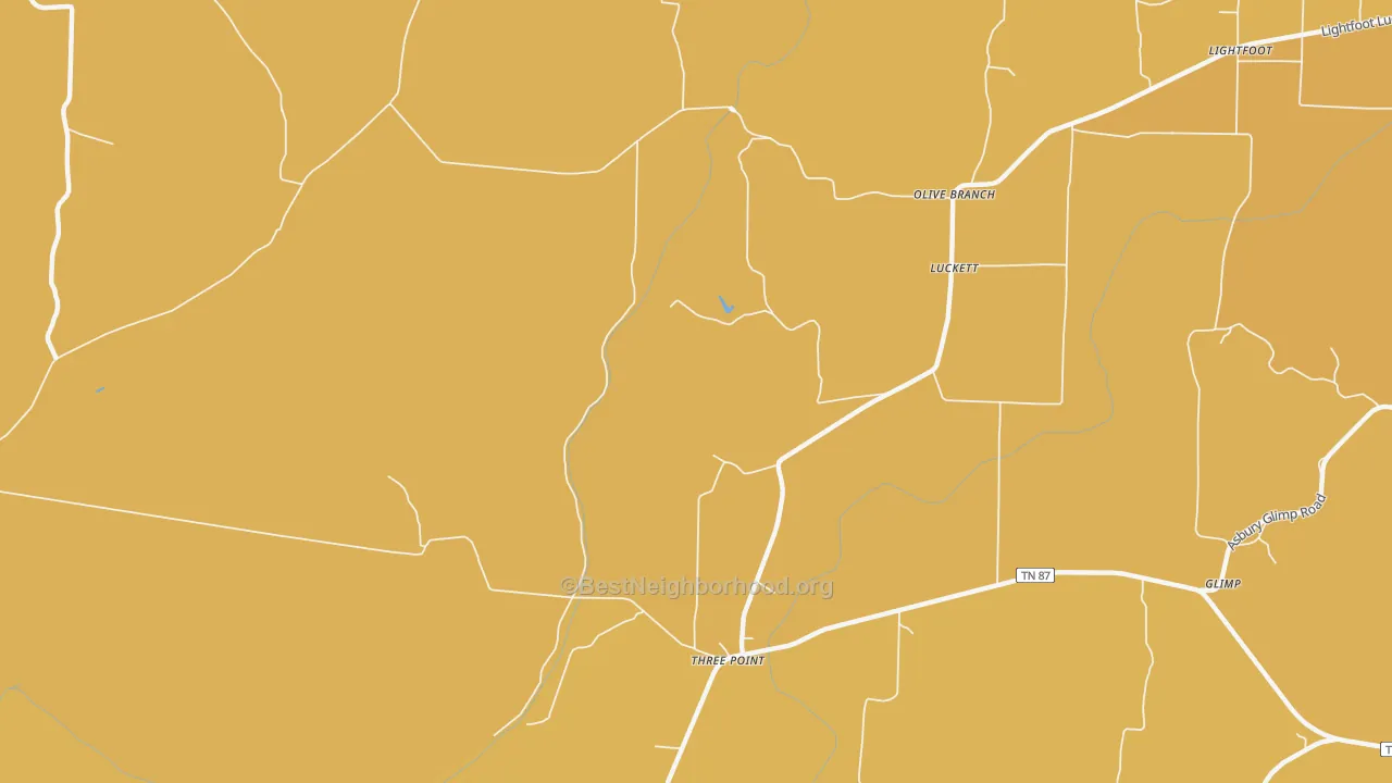 Map of the best neighborhoods in the Three Point area, with better matches in green and worse matches in red
