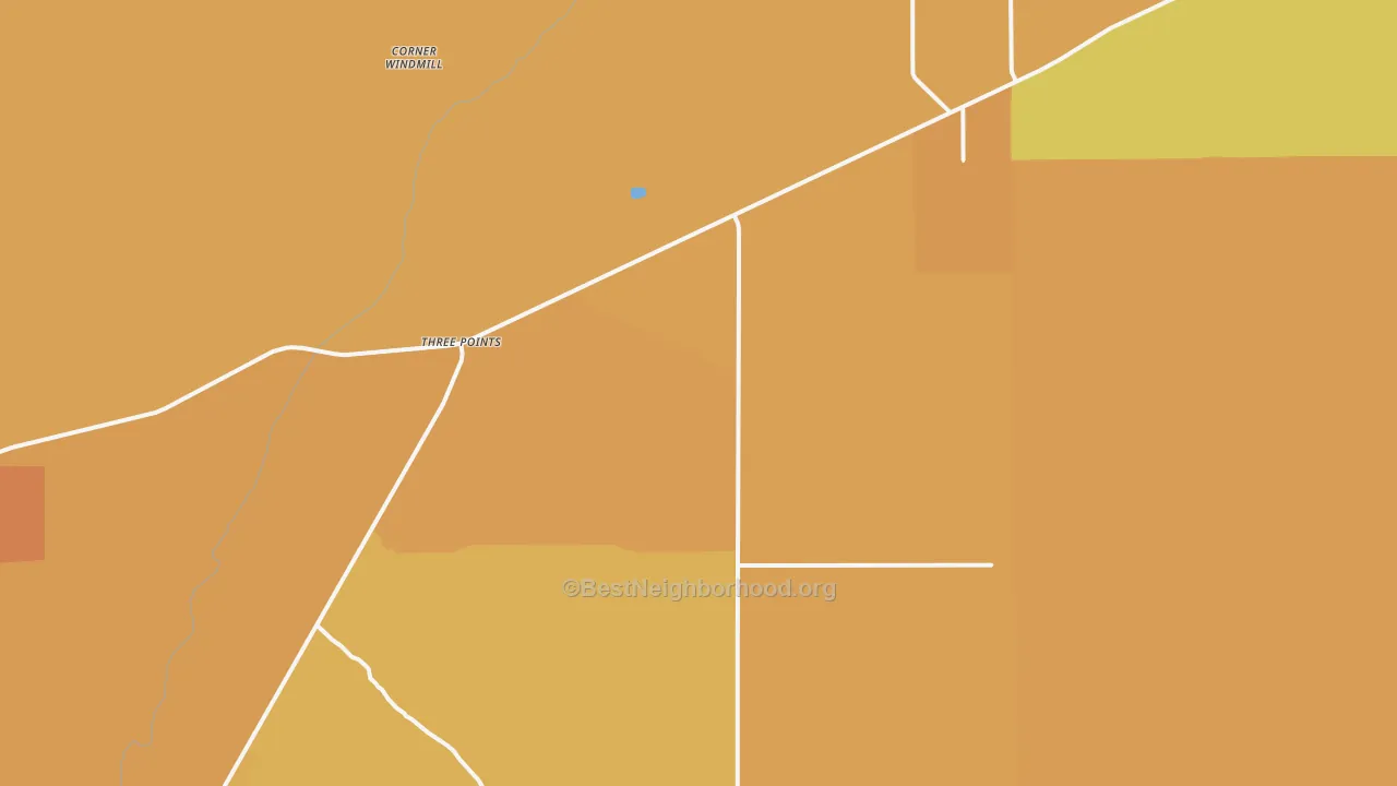 Map of the best neighborhoods in the Three Points area, with better matches in green and worse matches in red
