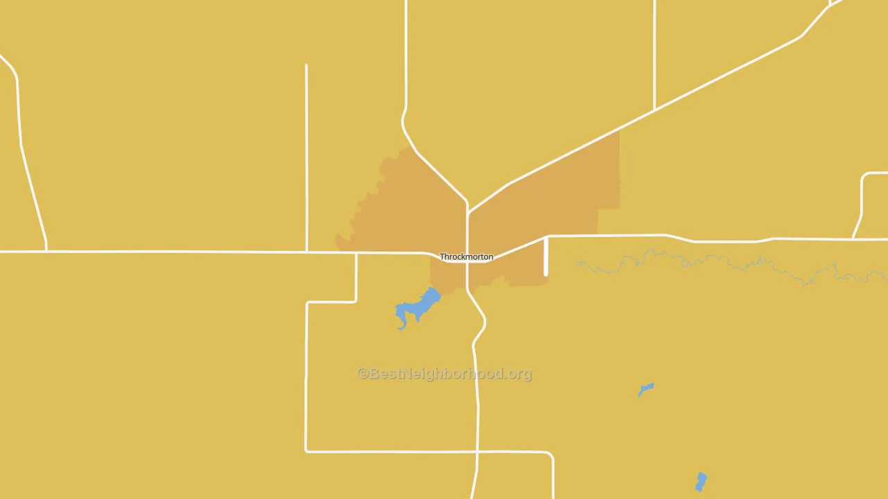 Map of the best neighborhoods in the Throckmorton area, with better matches in green and worse matches in red