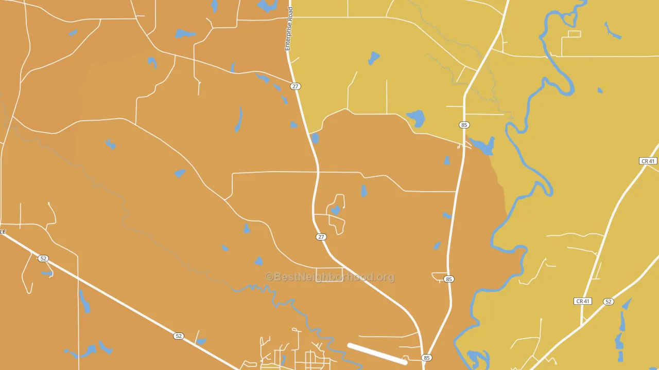Map of the best neighborhoods in the Thurston area, with better matches in green and worse matches in red