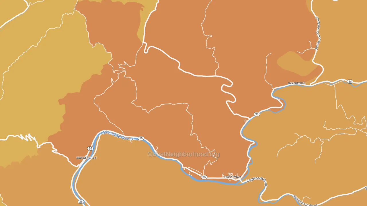 Map of the best neighborhoods in the Tide area, with better matches in green and worse matches in red