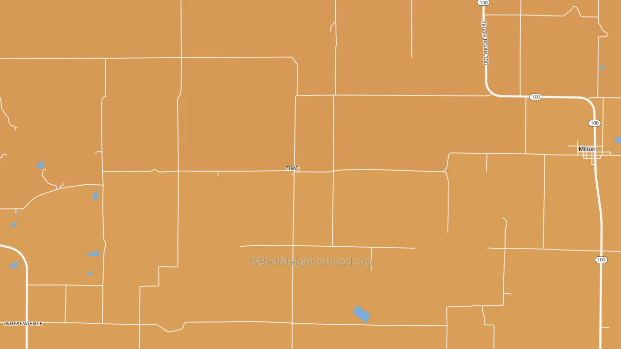 Map of the best neighborhoods in the Time area, with better matches in green and worse matches in red