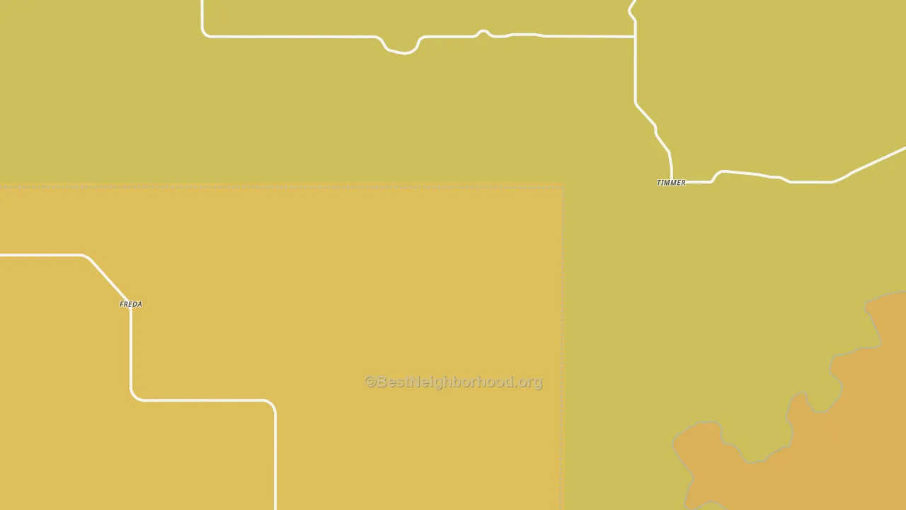 Map of the best neighborhoods in the Timmer area, with better matches in green and worse matches in red