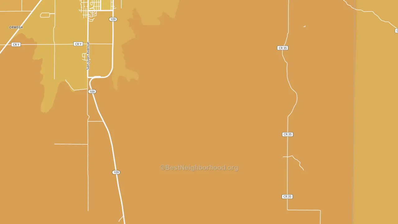 Map of the best neighborhoods in the Timpas area, with better matches in green and worse matches in red